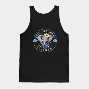 this girl loves elephant cute baby colorful elephant Tank Top